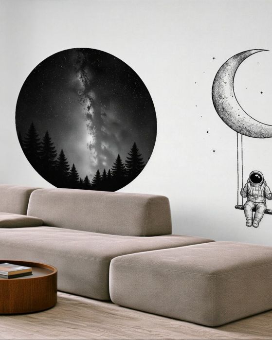 Fototapeten Astronaut auf einer Mondschaukel