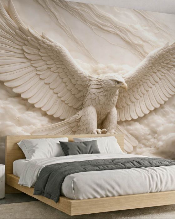Fototapeten Adler in marmorierten Wolken