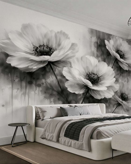 Fototapeten Blumen in edlem Schwarz