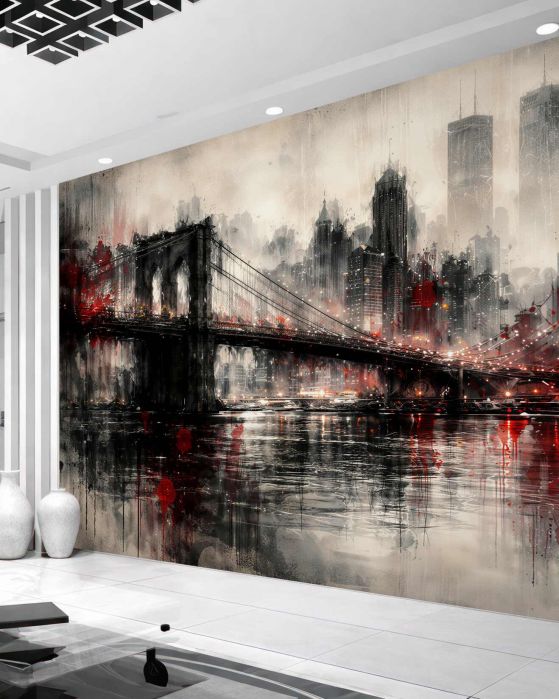 Fototapeten Düstere Brücke von New York