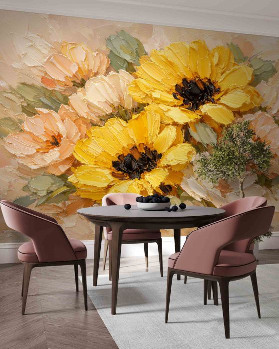 Fototapeten Sonnige Blumen in Farbe
