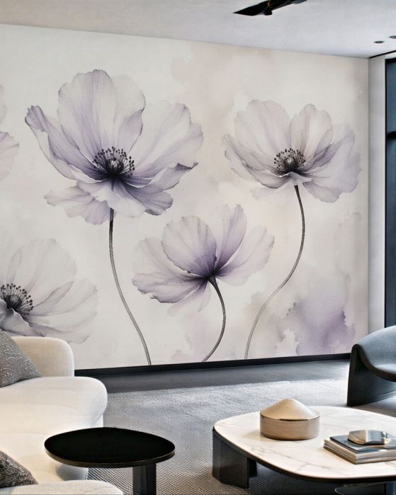 Fototapeten Ätherische Mohnblumen in Pastelltönen