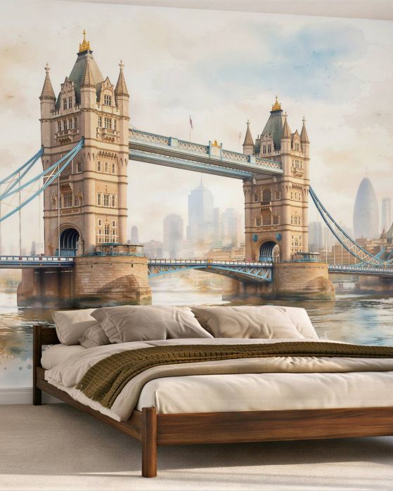 Fototapeten Tower Bridge im Aquarellnebel