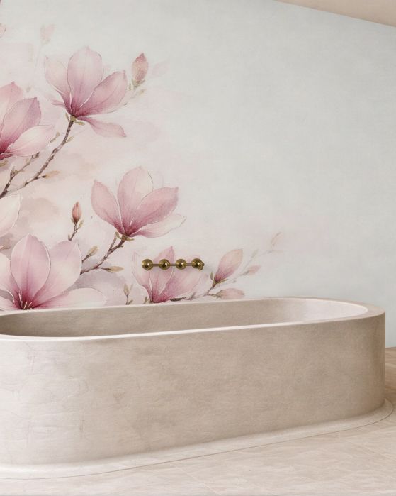 Fototapeten Pudrige Magnolie in Aquarell