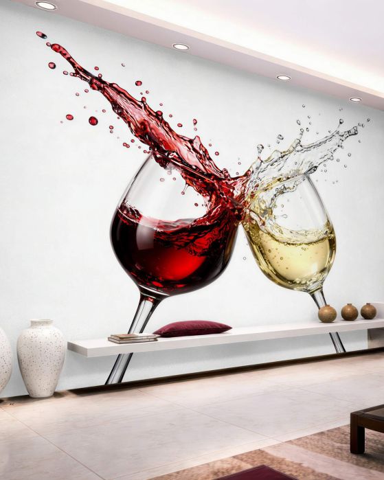 Fototapeten Spritzende Weingläser