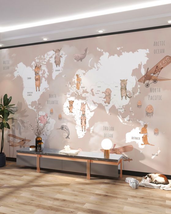 Fototapeten Weltkarte für Kinder
