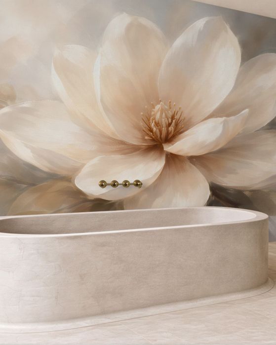 Fototapeten Cremefarbene Magnolie im Glanz