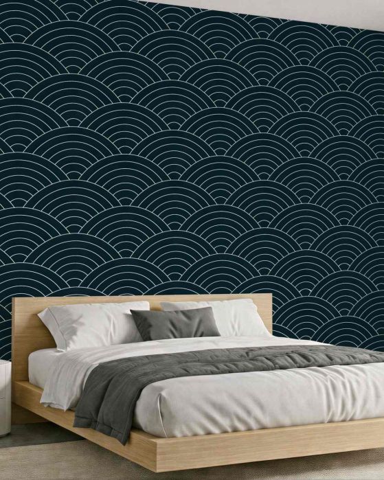 Fototapeten Geometrische Bögen in tiefem Marineblau