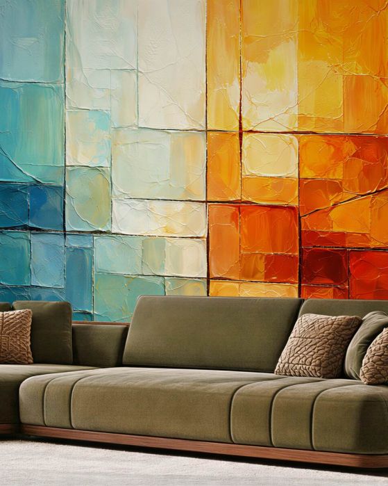 Fototapeten Geometrisches Mosaik aus Wärme und Kühle