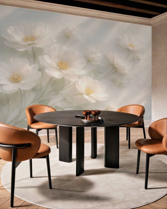 Fototapeten Cremefarbene Blumen in weichem Licht