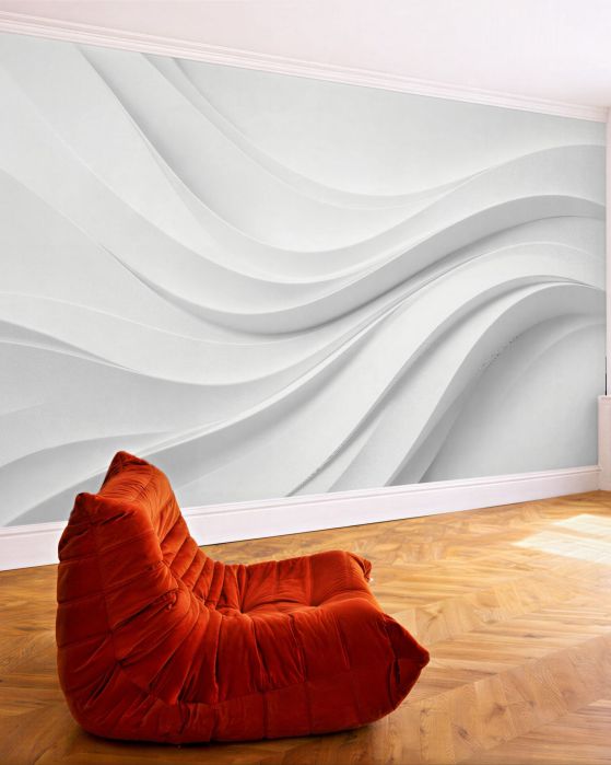 Fototapeten Weiße fließende Wellen 3D