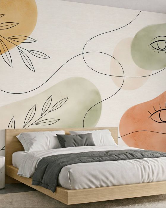 Fototapeten Abstrakte Augen und botanische Linien