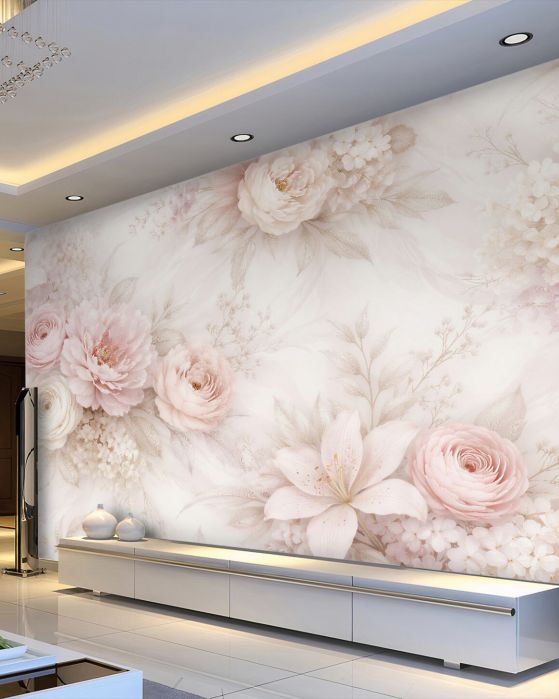Fototapeten Puderfarbene Blumen der Eleganz