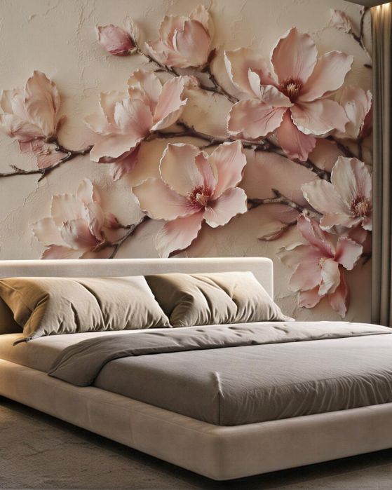 Fototapeten Puderfarbene Magnolien 3D