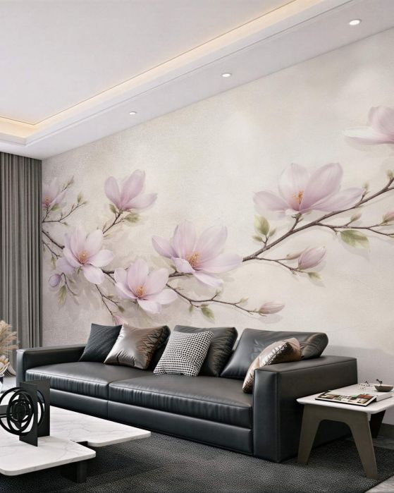 Fototapeten Pudrige Magnolienzweige