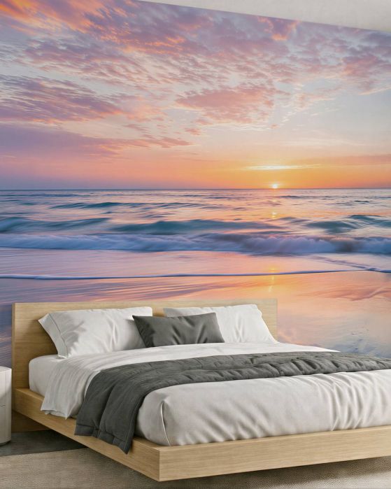 Fototapeten Pastellfarbener Sonnenaufgang über dem Meer