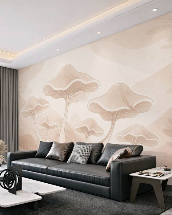 Fototapeten Märchenhafte Pilze in Beige