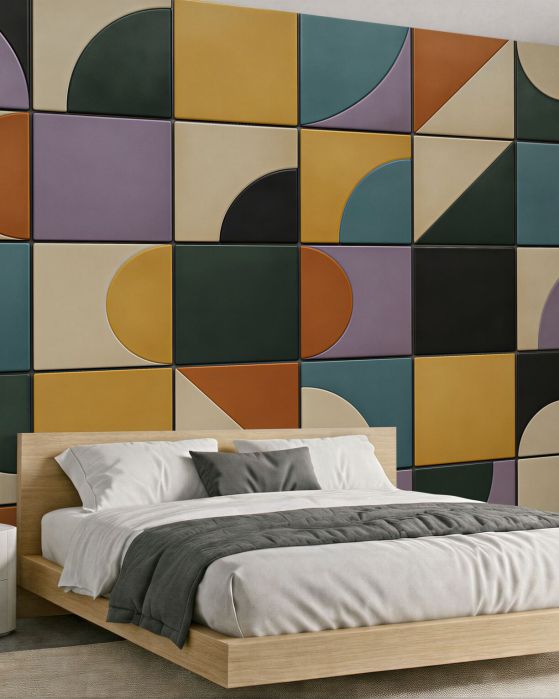 Fototapeten Geometrisches Retro-Mosaik in Pastell