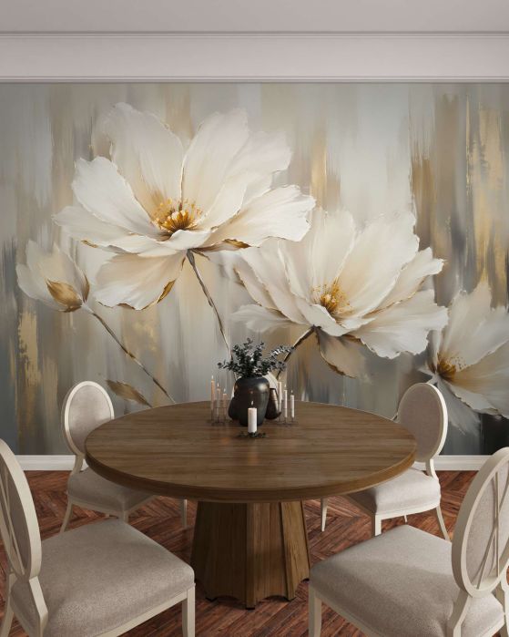 Fototapeten Goldene Blüten in eleganter Ausstrahlung