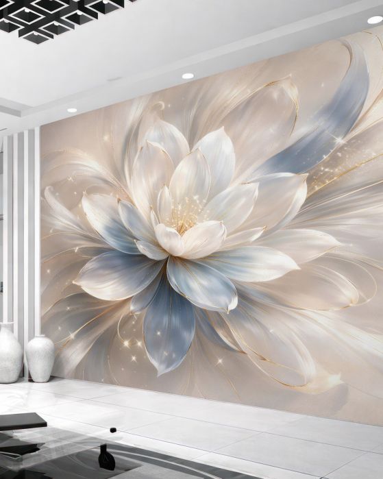 Fototapeten Glänzende weiße Glamour-Blume