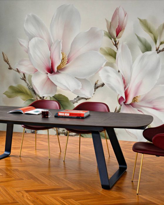 Fototapeten Subtile Magnolie auf Zweigen