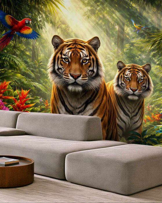 Fototapeten Tiger im tropischen Dschungel