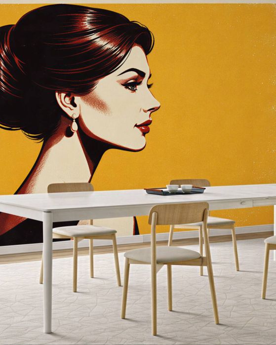 Fototapeten Elegantes Frauenprofil im Retro-Stil