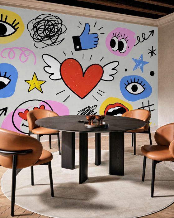 Fototapeten Pop-Art-Herz und Symbole