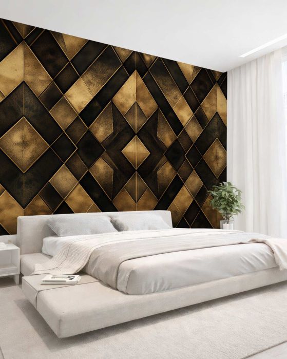 Fototapeten Goldene Geometrie im Art-Déco-Stil