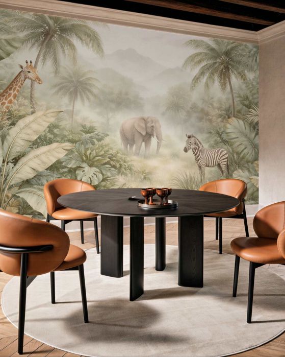 Fototapeten Pastell-Safari im nebligen Dschungel