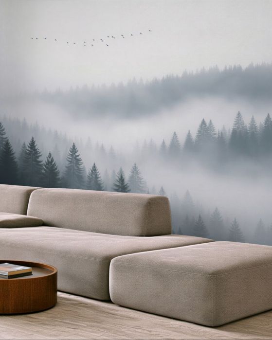 Fototapeten Waldnebel im Morgengrauen