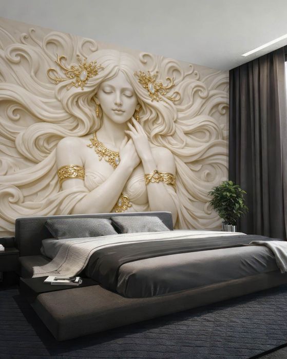 Fototapeten Goldene Dame im Relief
