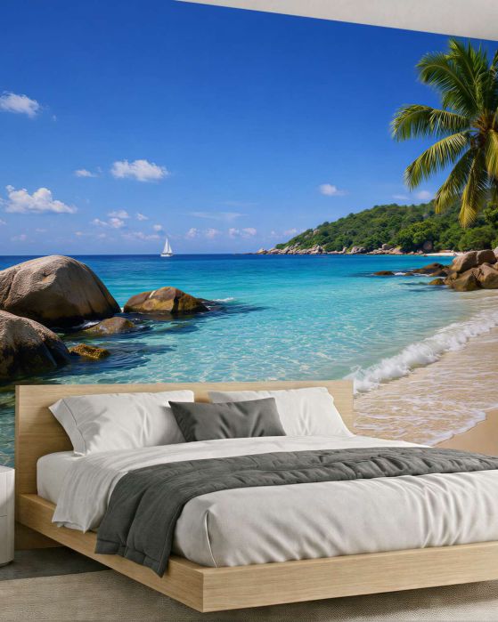 Fototapeten Tropischer Strand mit Palme