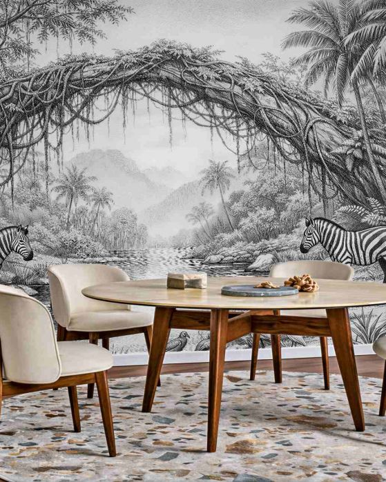 Fototapeten Exotischer Dschungel mit Zebra