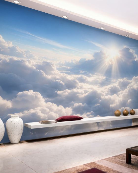 Fototapeten Sonnenstrahlen zwischen den Wolken