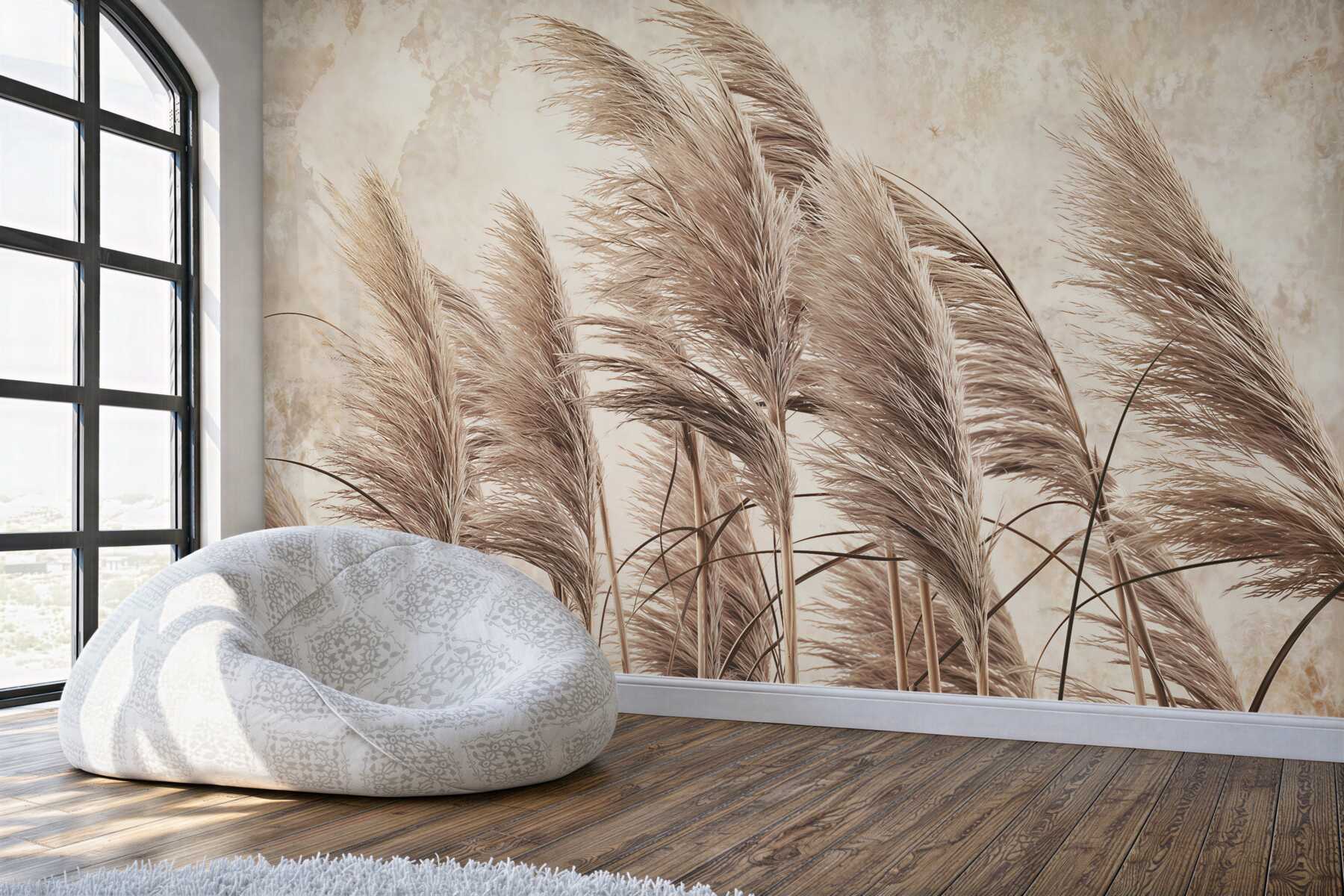 Fototapeten Beige Gräser in sanfter Bewegung
