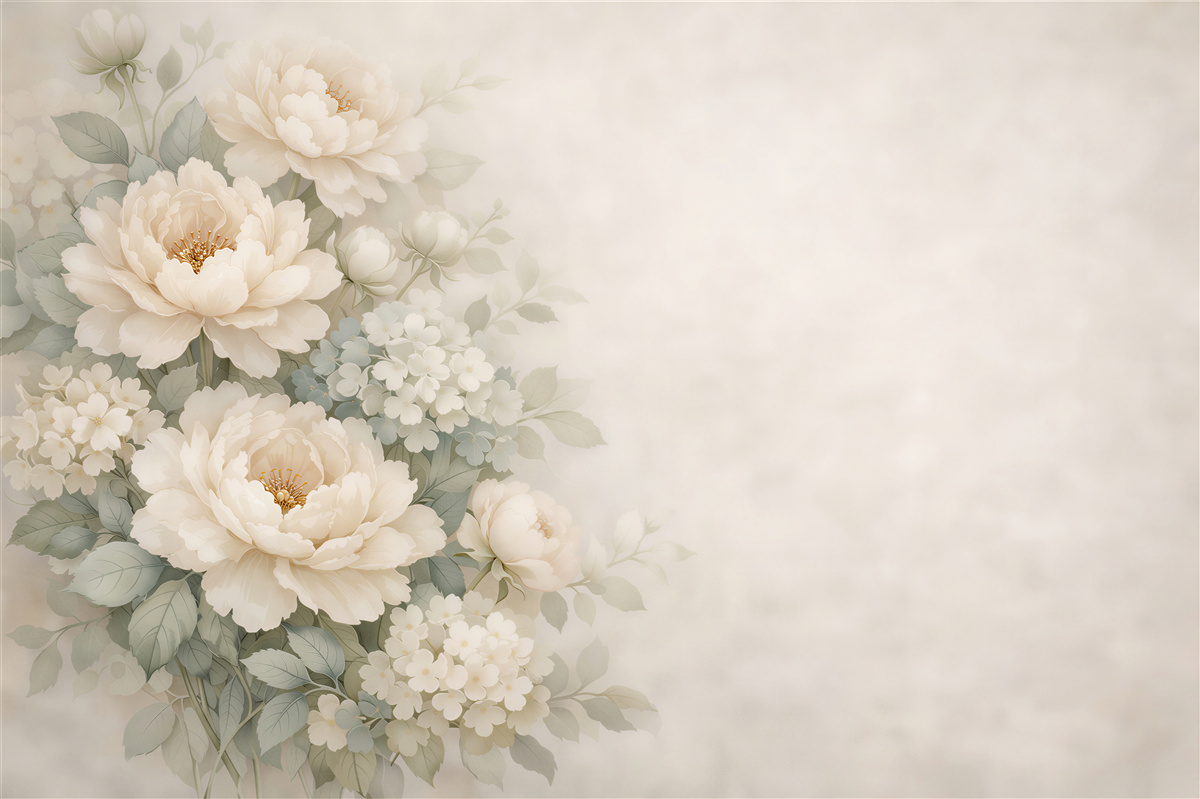 Fototapeten Subtile Pfingstrosen in pastellfarbenem Bouquet