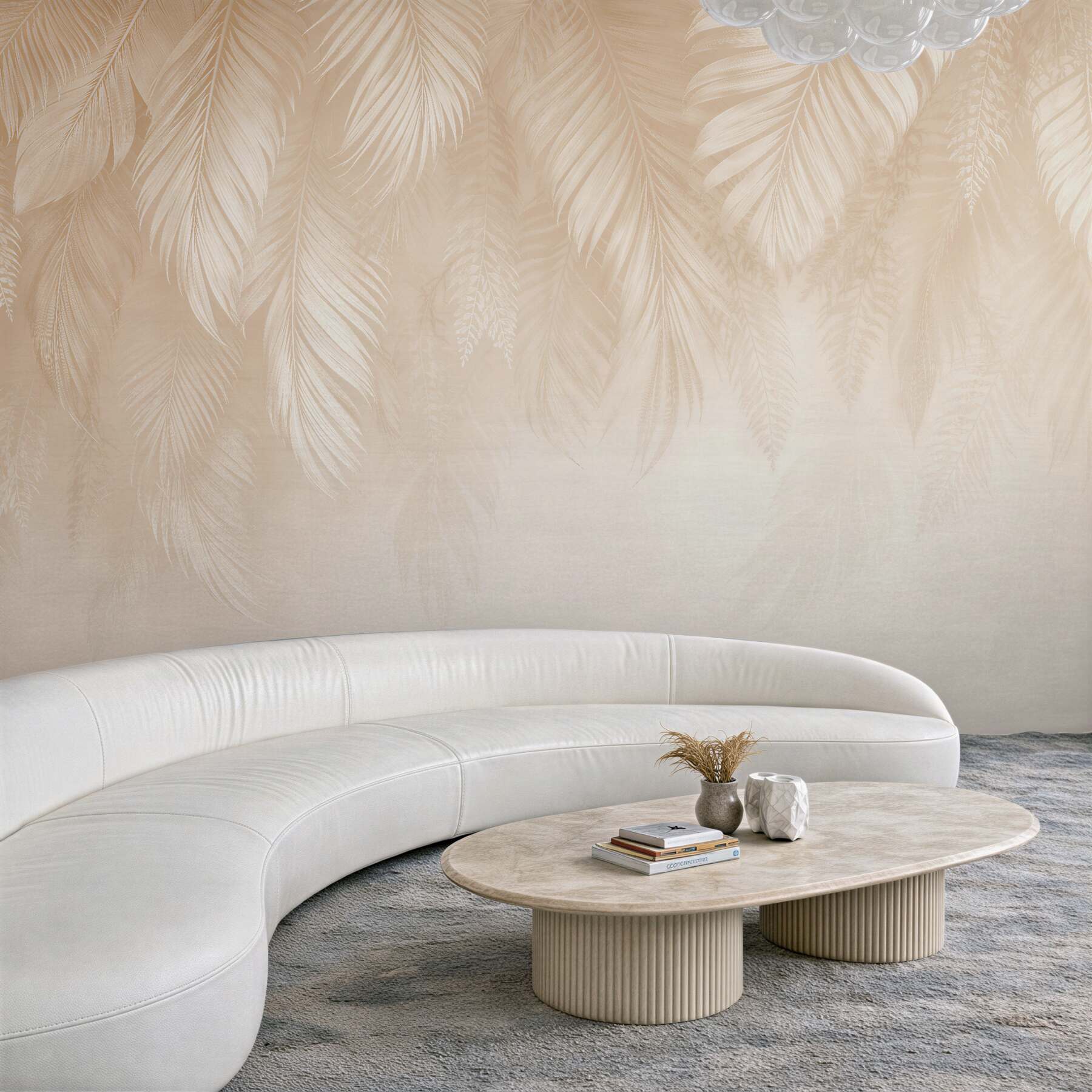 Fototapeten Helle Palmblätter in Beige
