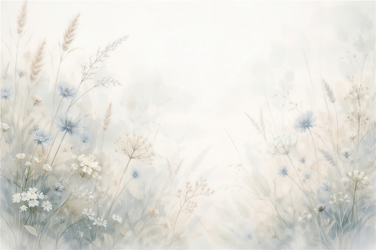 Fototapeten Zarte Wiese im blauen Nebel