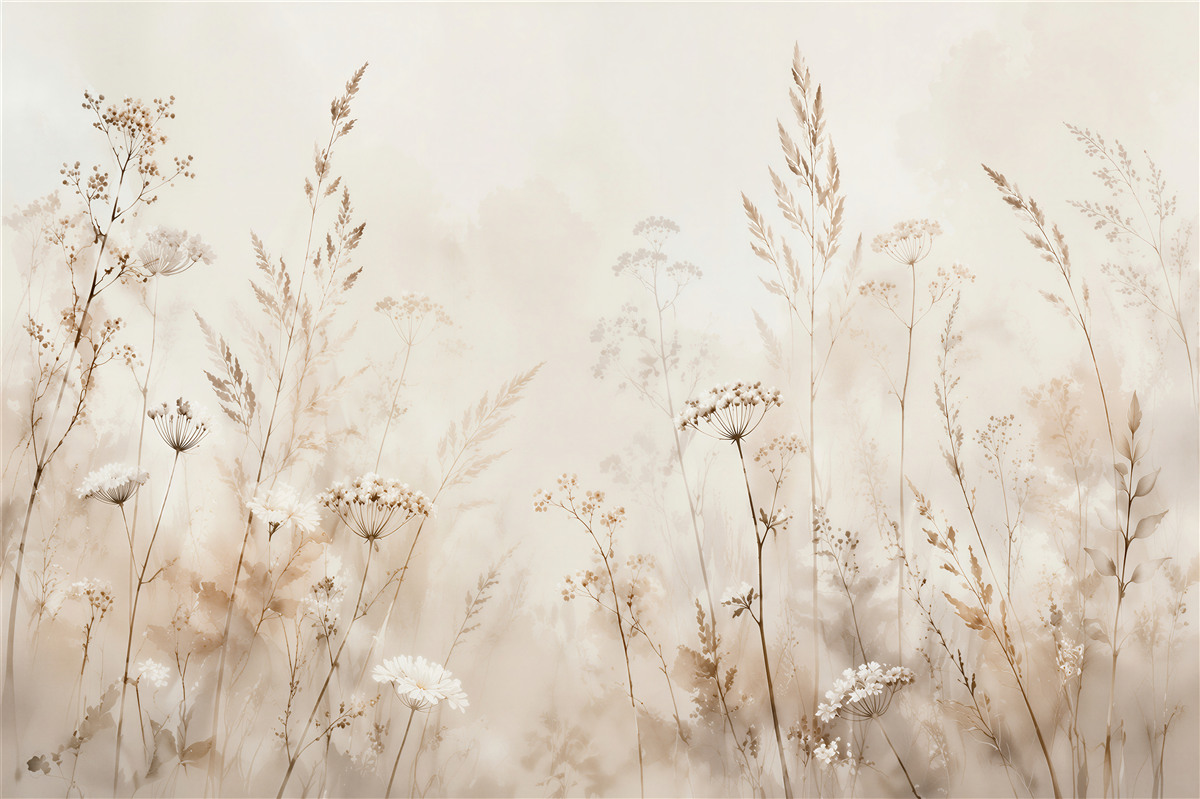 Fototapeten Beige Wiese von subtiler Leichtigkeit