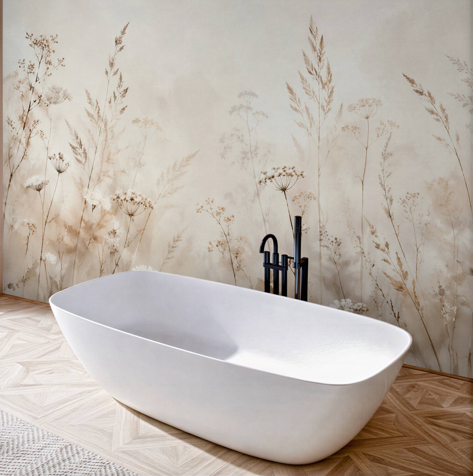 Fototapeten Beige Wiese von subtiler Leichtigkeit