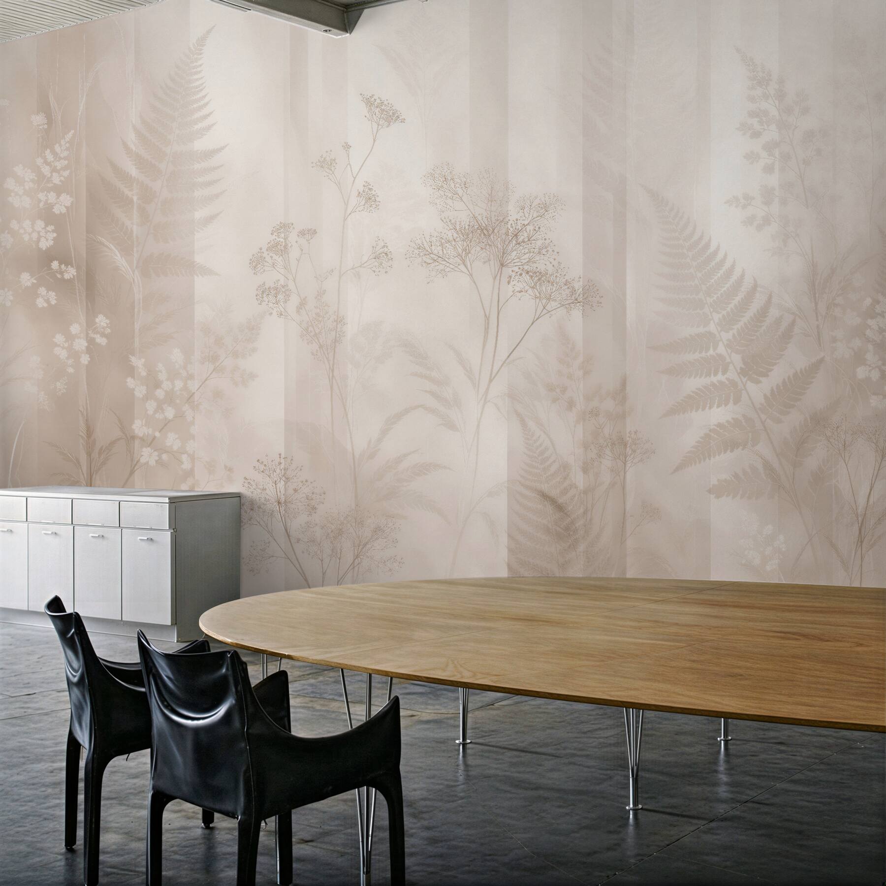 Fototapeten Waldige Farnschatten in Beige