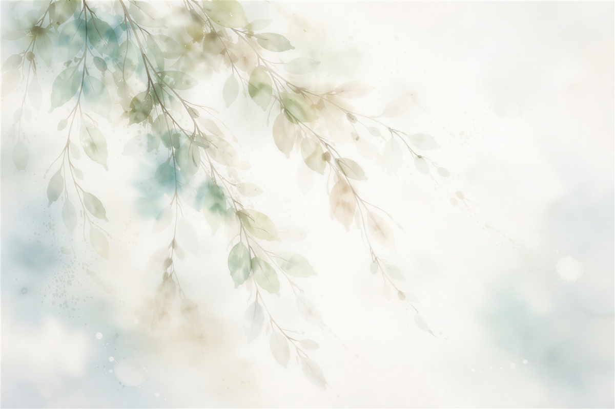 Fototapeten Zarte Aquarellzweige im Licht