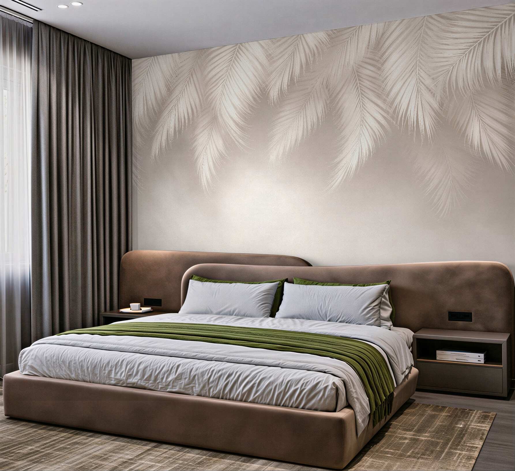 Fototapeten Zarte Palmenfedern in Beige