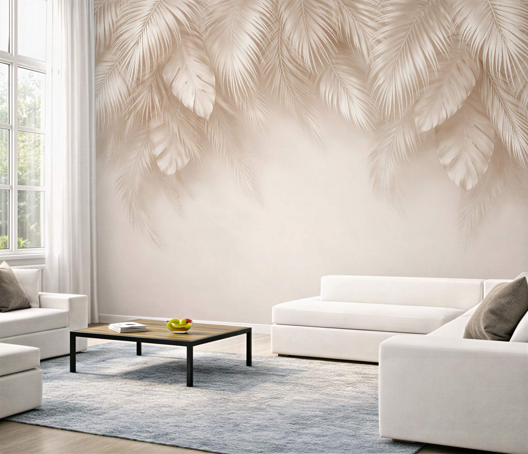 Fototapeten Elegante palmartige Monstera-Blätter