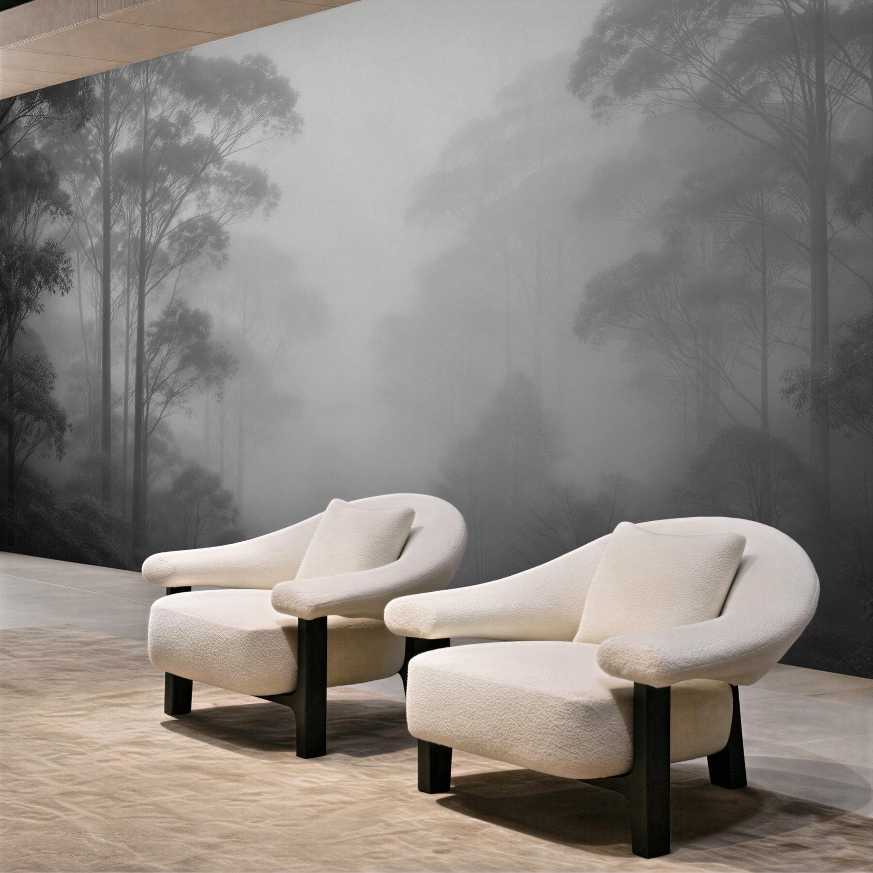 Fototapeten Dunkler Wald im Nebel