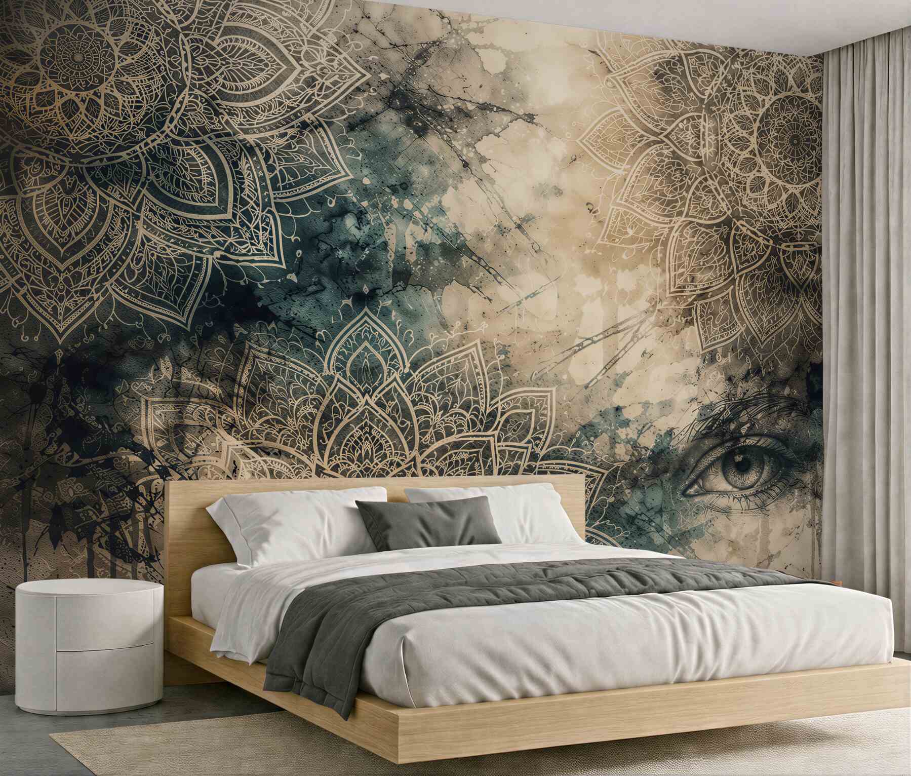 Fototapeten Orientalische Mandala mit geheimnisvollem Blick