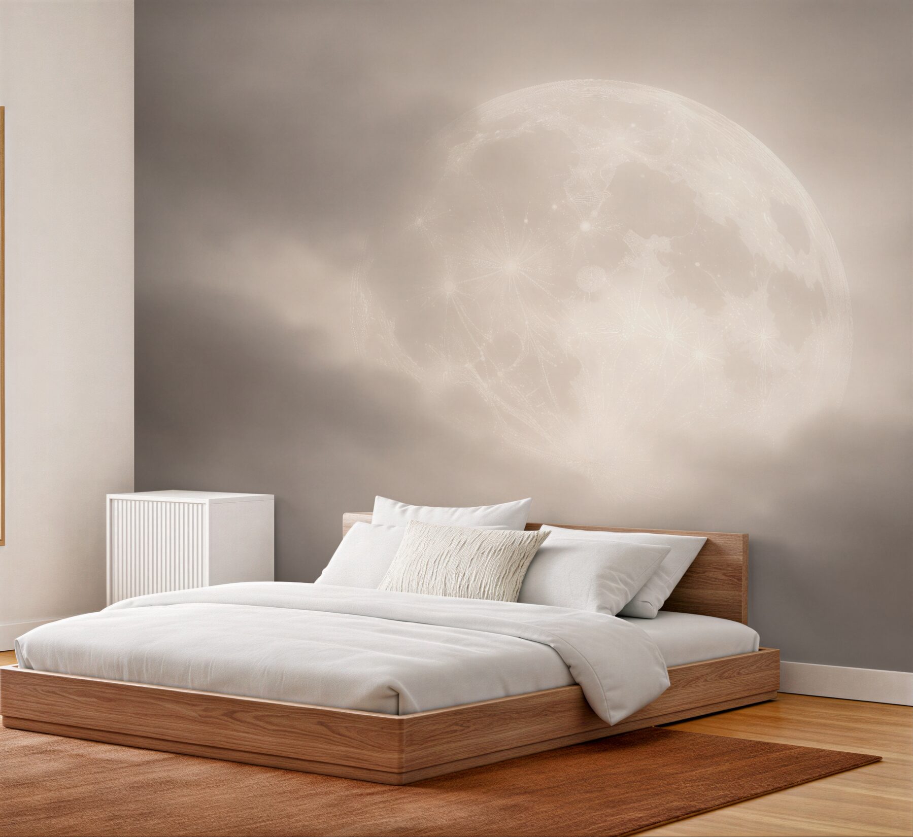 Fototapeten Ätherischer Mond in den Wolken
