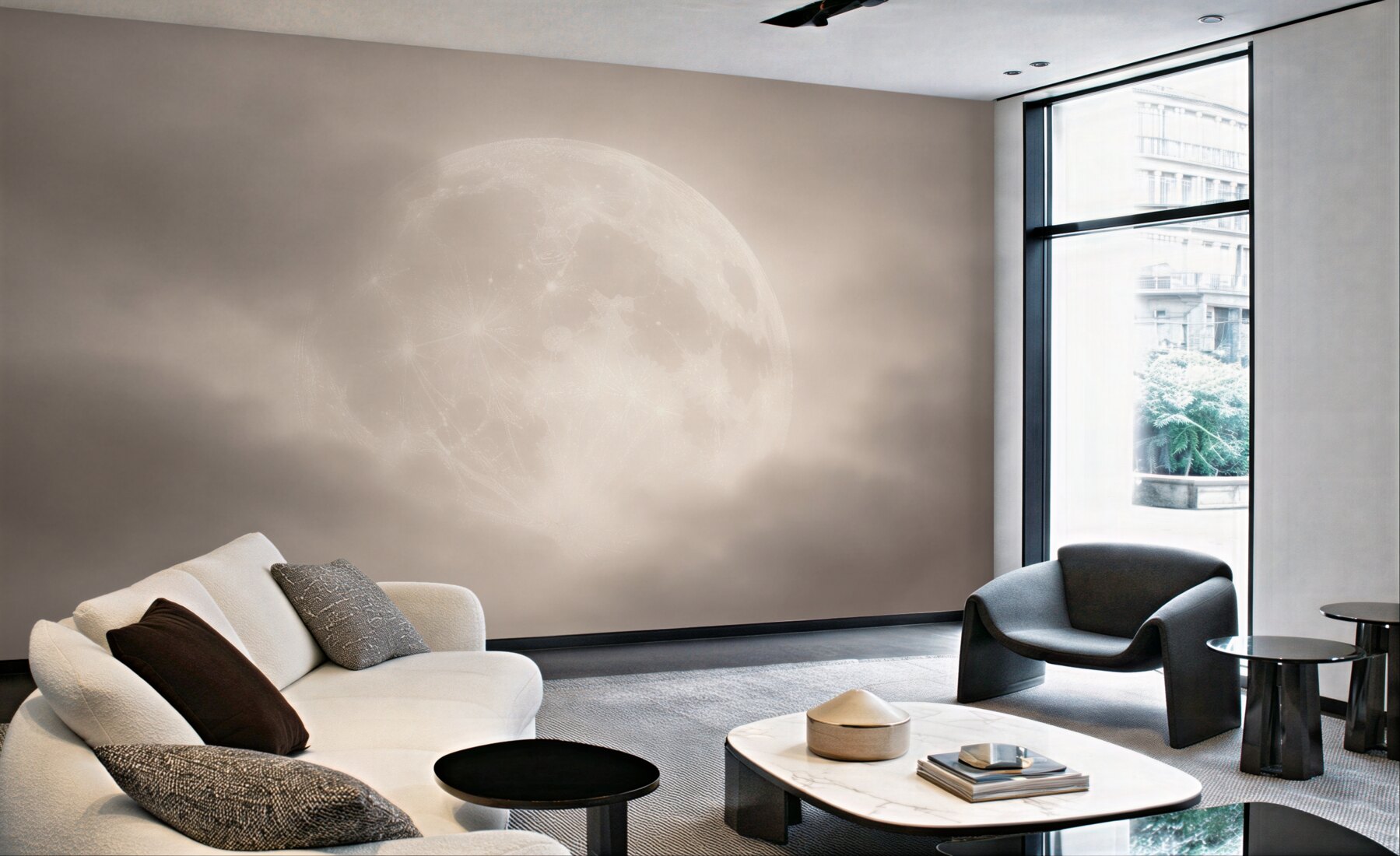 Fototapeten Ätherischer Mond in den Wolken
