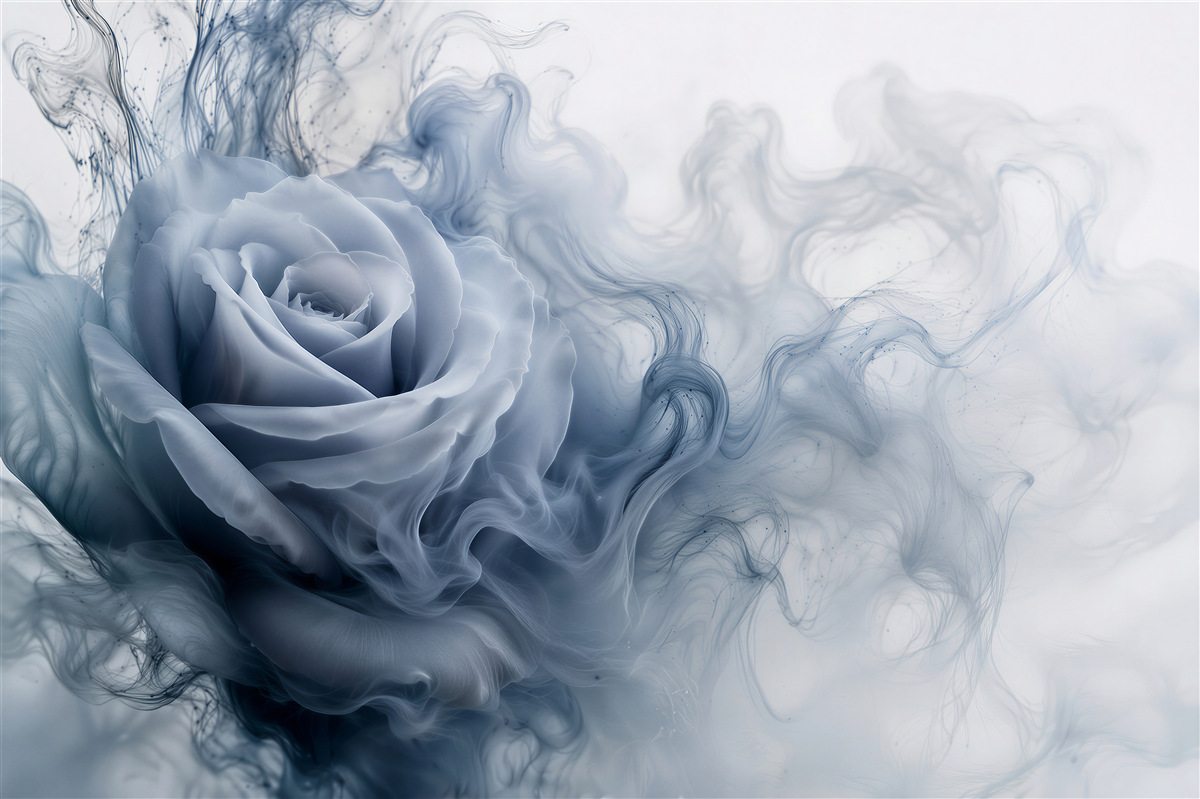 Fototapeten Blaue Rose in rauchiger Aura